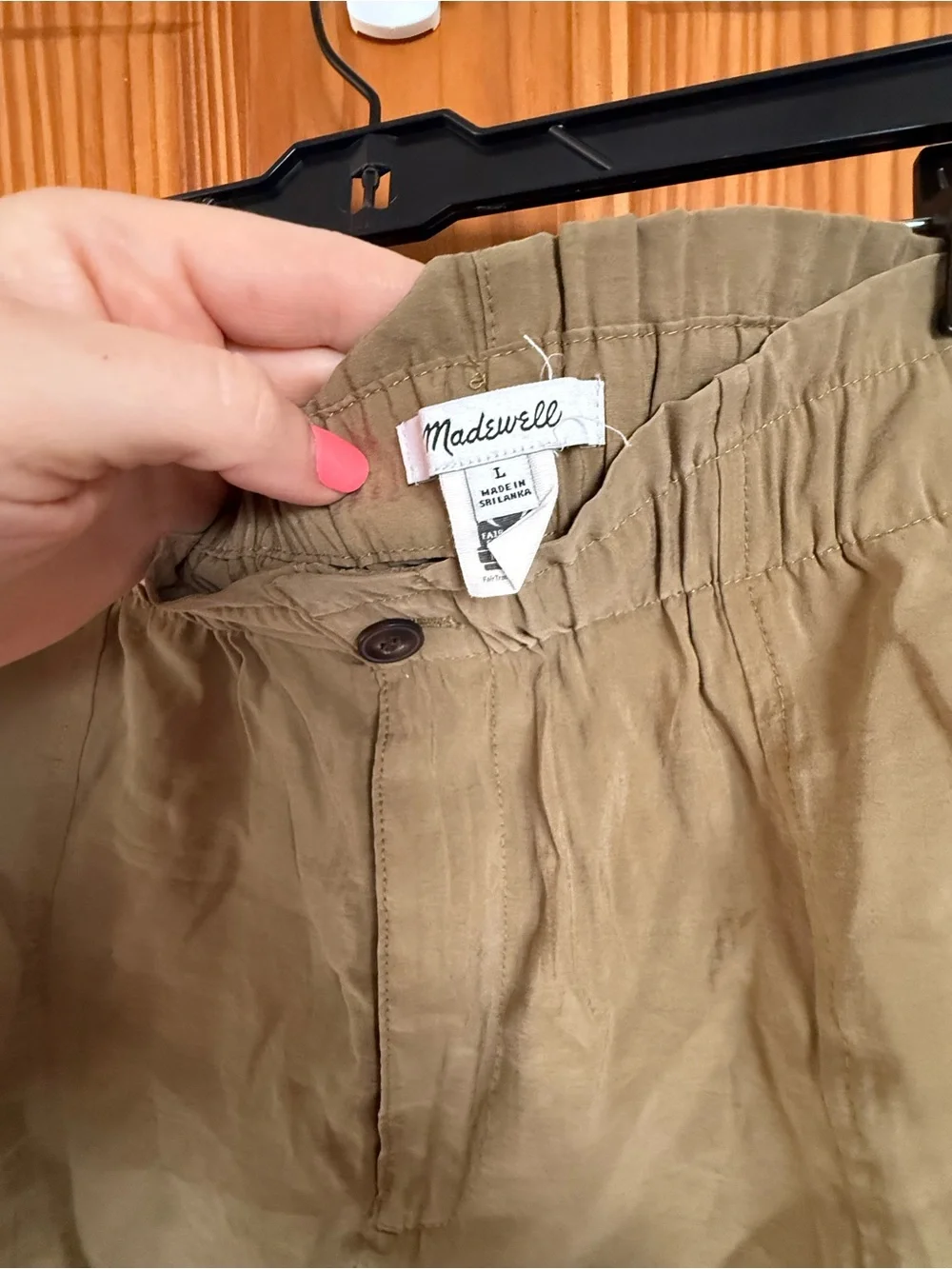 Madewell Olive Green Paper Bag, Pull On Shorts, Size Large